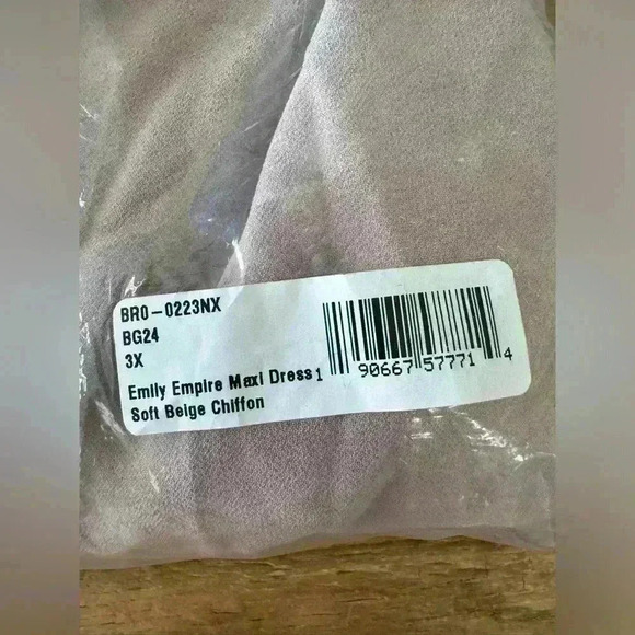 Show Me Your Mumu Emily Empire Maxi Dress ~ Soft Beige Chiffon ~ 3X~NEW IN POLY! - Picture 6 of 7